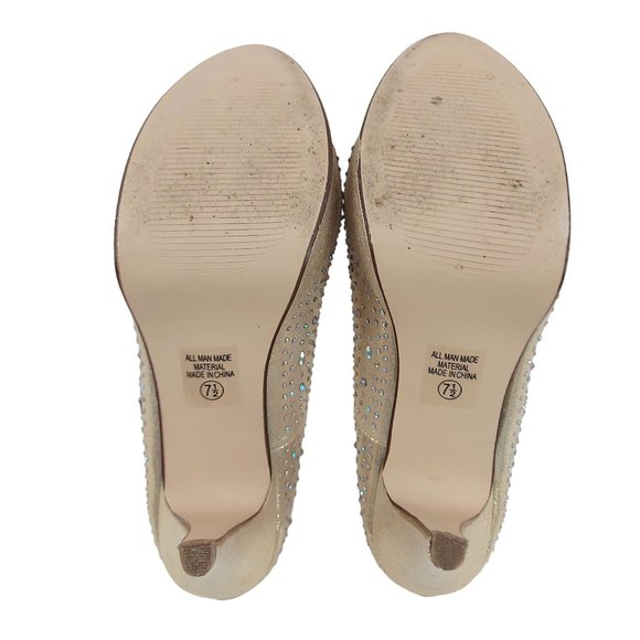 My Delicious Gold Shimmer Seize-H Platform Peep Toe Stiletto Heel 7.5 Studded - Picture 12 of 15